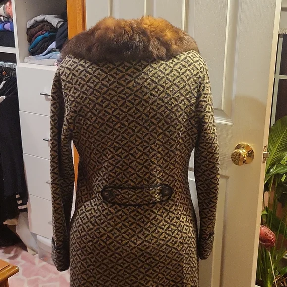 GEIGER Fur Trim Wool Coat - Picture 3 of 9